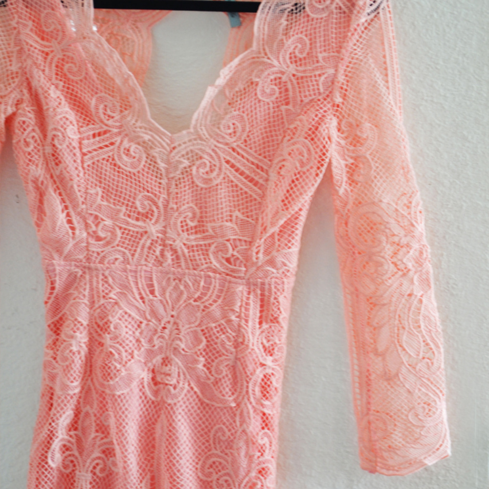 Pink Ornate Lace Dress Size Small - Picture 3 of 8